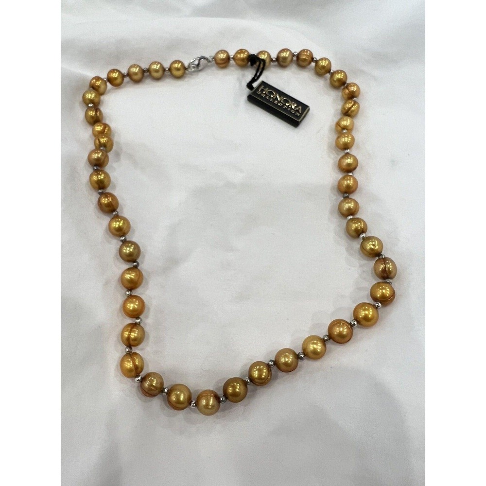 Honora Brown Copper Ringed Pearl Necklace with H925 Clasp ** Stunning *